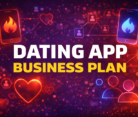 Dating App Business Plan guide with user acquisition, retention strategy, and monetization model visual